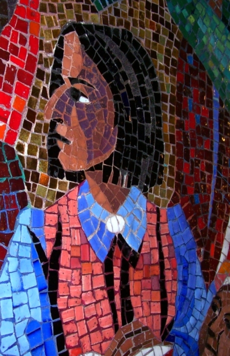Irene Matz LeCompte depicted in the Ascension mosaic, in Washington National Cathedral's Resurrection Chapel. The Ascension mosaic is dedicated to Irene's memory.